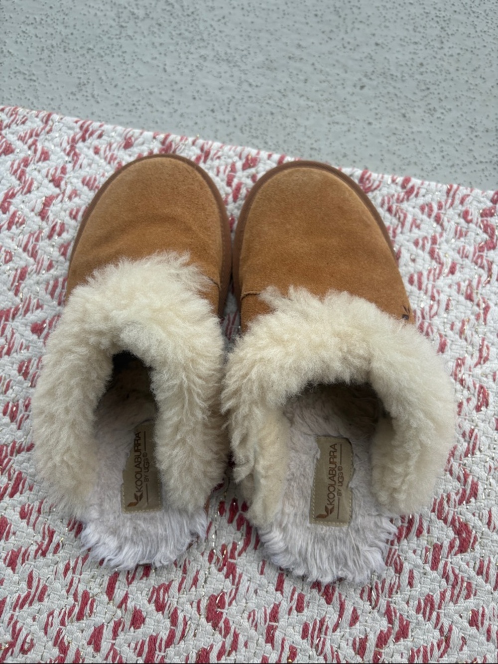 Koolaburra Cozy Shearling-Lined Suede Clogs - Chestnut - Picture 5 of 9